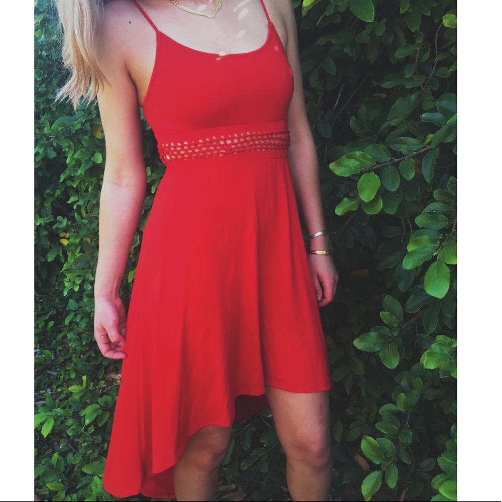 Spaghetti strap high low summer dress